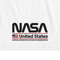 Serviette de plage NASA Blanche avec le logo worm disponible en 50x100, 70x140 et 100x210