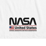 Serviette de plage NASA Blanche avec le logo worm disponible en 50x100, 70x140 et 100x210