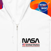 Sweat à capuche zipper NASA avec logo worm et drapeau usa