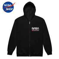 Sweat à capuche NASA WORM Noir zippé avec texte united states