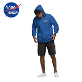 Sweat à capuche zippé Bleu à l'effigie de la NASA avec la broderie du logo Worm, polaire chaud et douillet