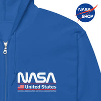 Sweat à capuche nasa zippé intégral bleu royal
