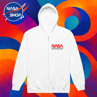Sweat à capuche worm blanc de la nasa avec zippe