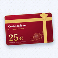 Carte cadeau NASA Shop France de 25 euros, rouge avec ruban doré