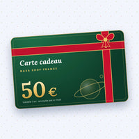Carte cadeau NASA Shop France de 50 euros, vert sapin avec ruban rouge