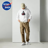 Sweat à capuche zippé NASA blanc avec logo MISSION ARTEMIS II Imprimé