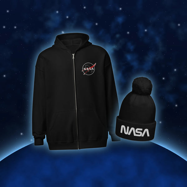 Pack Duo Hiver NASA – Sweat zippé brodé et bonnet à pompon
