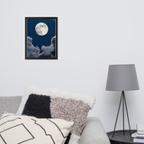Poster de la pleine Lune dans un cadre noir 30 x 40 cm au-dessus d'un canapé