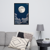 Grand poster de la Lune encadré noir 60 x 90 cm