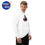Sweat à capuche avec fermeture éclair NASA blanc avec logo MISSION ARTEMIS II Imprimé