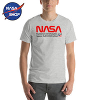 NASA - T Shirt Gris Homme - Logo Rouge