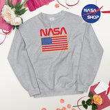 PULL NASA Femme Gris - Drapeau USA