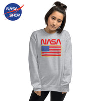 Pull NASA Femme Gris Vintage Drapeau US