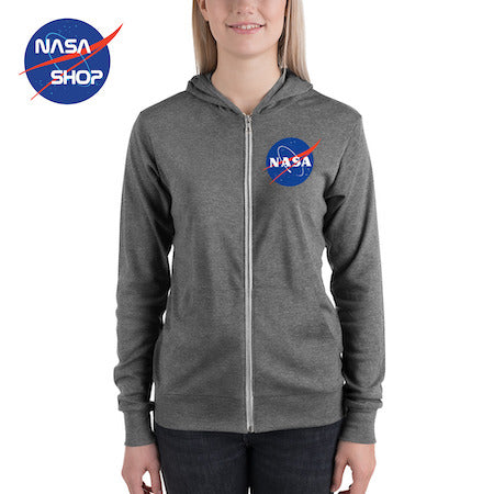 Sweat NASA Zippé Gris Femme ∣ NASA SHOP FRANCE®