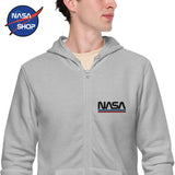 Sweat de la NASA Gris - Logo worm et fermeture zippe