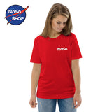 T Shirt NASA Femme Rouge Biologique 🇺🇸